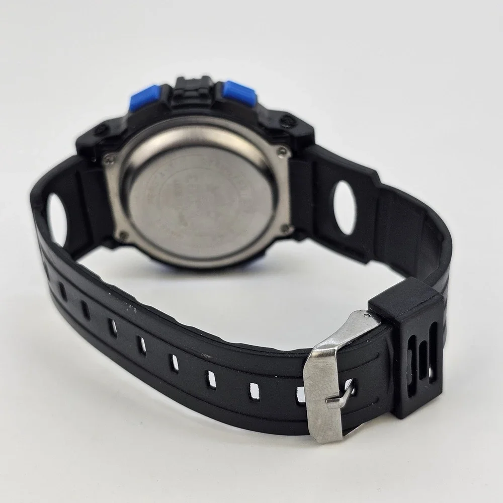 Men's Sport Digital Watch 44MM Black Plastic Bands New Battery‎